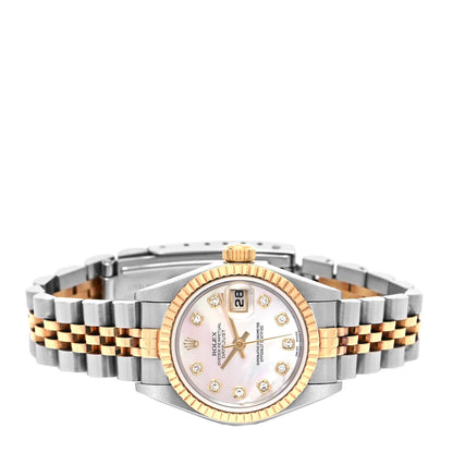 Rolex Stainless Steel 18K Yellow Gold Diamond Mother of Pearl 26mm Oyster Perpetual Datejust Watch 79173 2 of 4