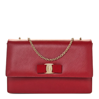 Salvatore Ferragamo Printed Calfskin Ginny Shoulder Bag Red 1 of 9