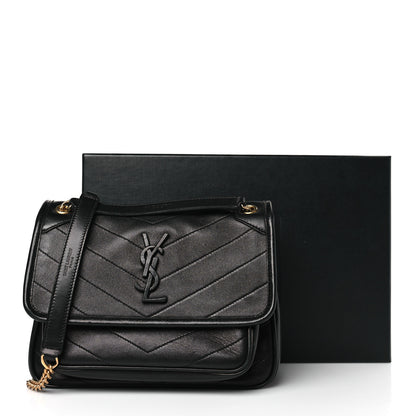 Saint Laurent Lambskin Matelasse Monogram Baby Niki Chain Satchel Black 10 of 10