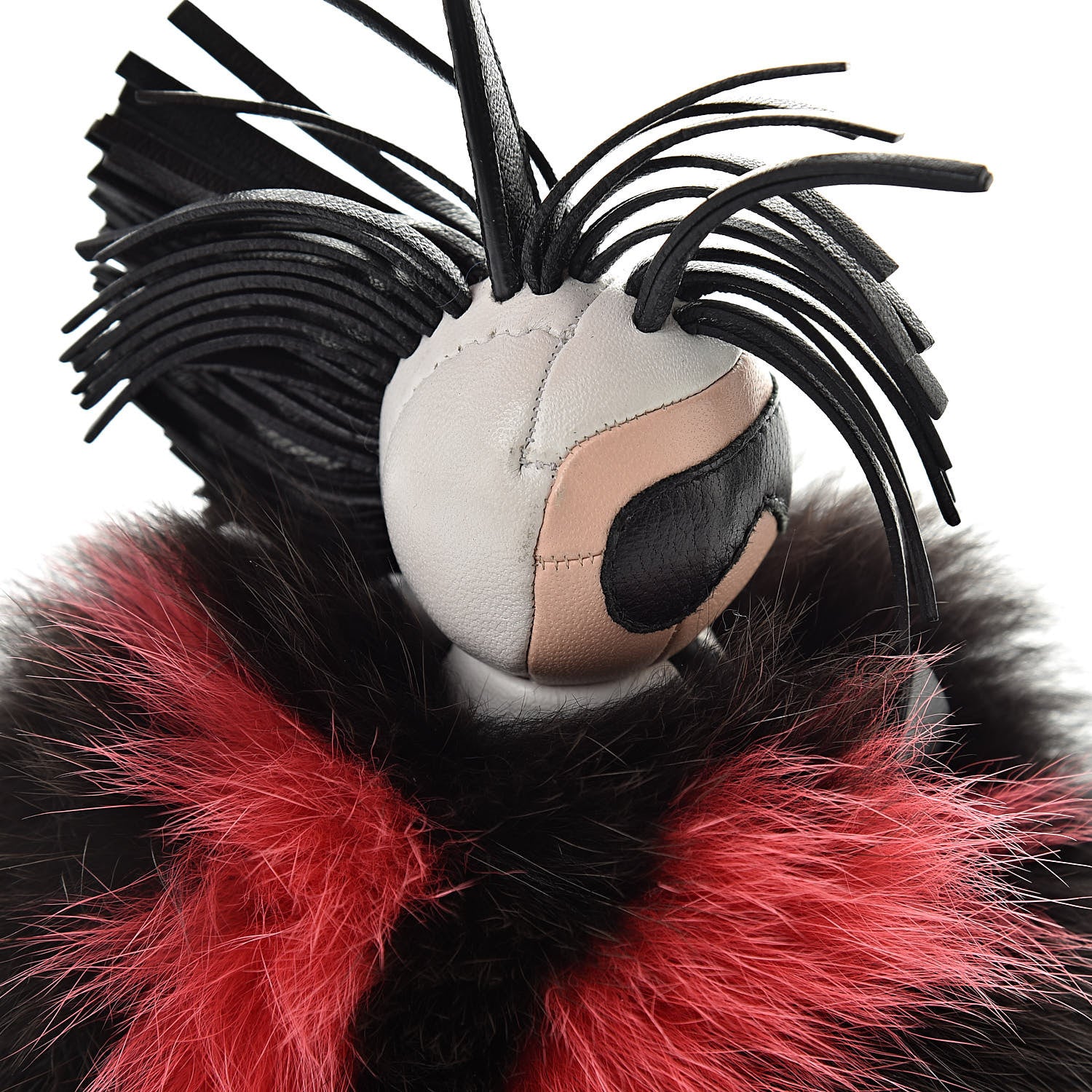 Fendi Fox Fur Shiny Nappa Bi-Color Super Karlito Pom Pom Bag Charm Moro Rosso Chiaro 6 of 6