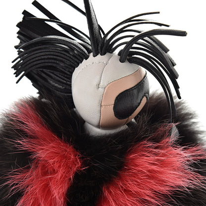 Fendi Fox Fur Shiny Nappa Bi-Color Super Karlito Pom Pom Bag Charm Moro Rosso Chiaro 6 of 6