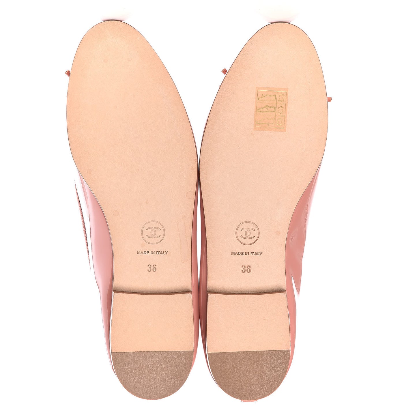 Patent Calfskin CC Cap Toe Ballerina Flats 36 Dark Pink