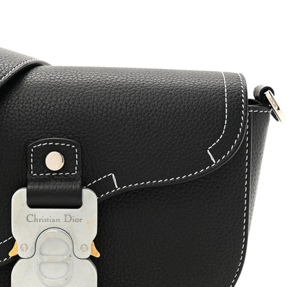 Christian Dior Grained Calfskin Saddle Messenger Bag With Strap Black 8 of 10