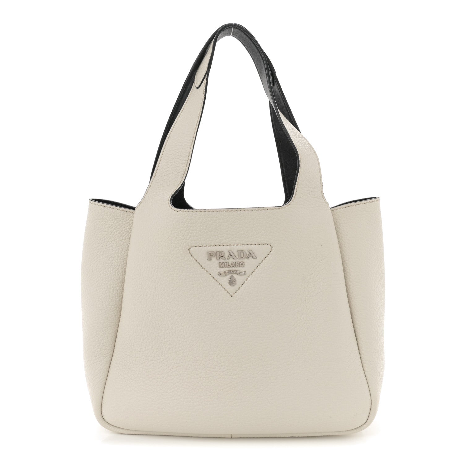 Prada Vitello Daino Soft Mini Dynamique Tote Talco Black 1715356