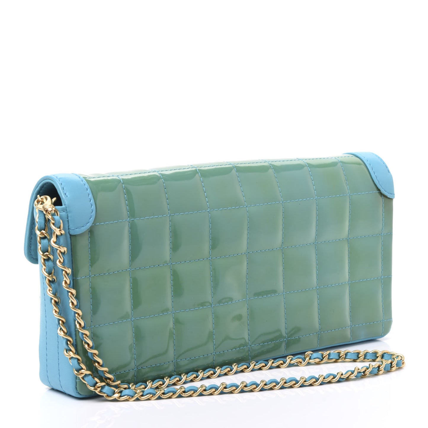Patent East West Chocolate Bar Flap Turquoise