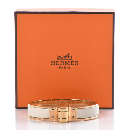 Hermes Enamel Charniere Uni Narrow Hinged Bracelet S Pannacotta 5 of 5