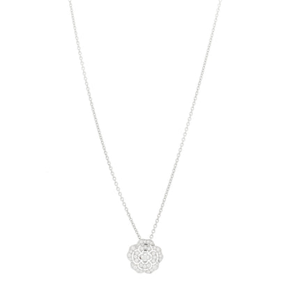 Chanel 18K White Gold Diamond Bouton de Camelia Pendant Necklace 1 of 6