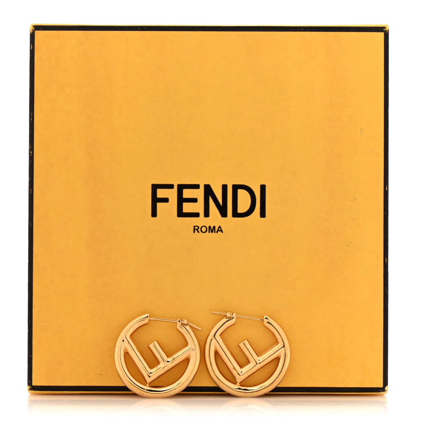 Metal FF Hoop Earrings Gold
