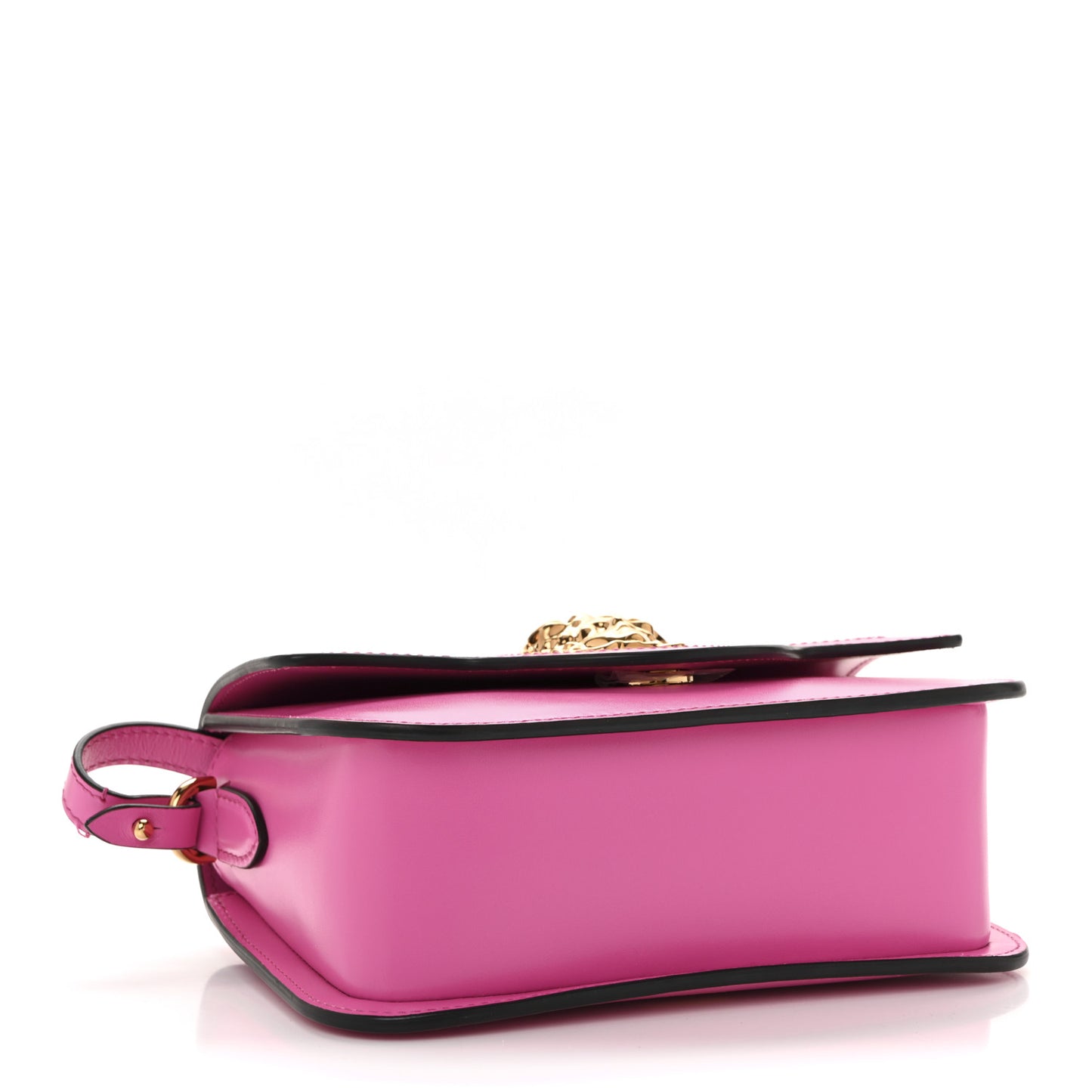 Calfskin Vinyl Small Houndstooth La Medusa Crossbody Bag  Red Fuchsia