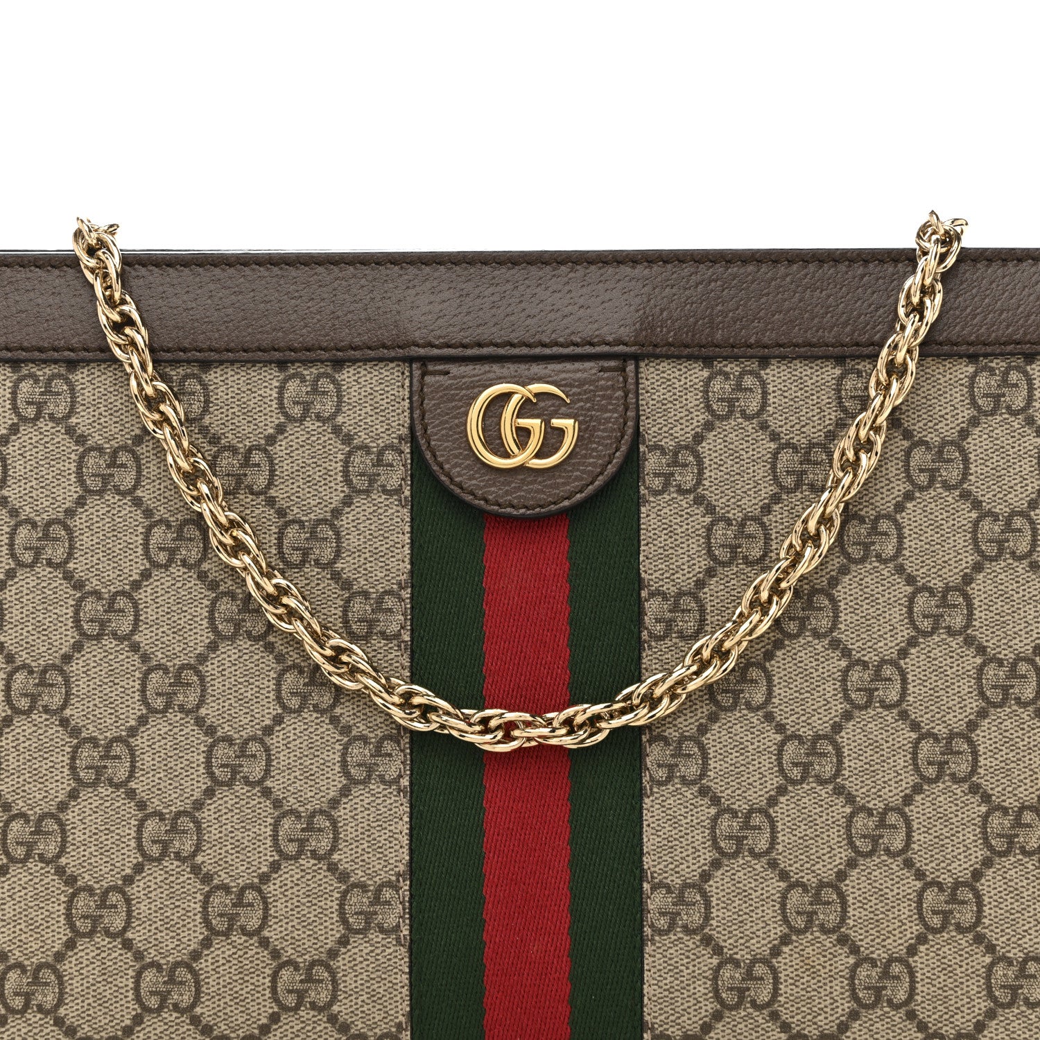 Gucci GG Supreme Monogram Web Medium Ophidia Chain Shoulder Bag Brown 8 of 14