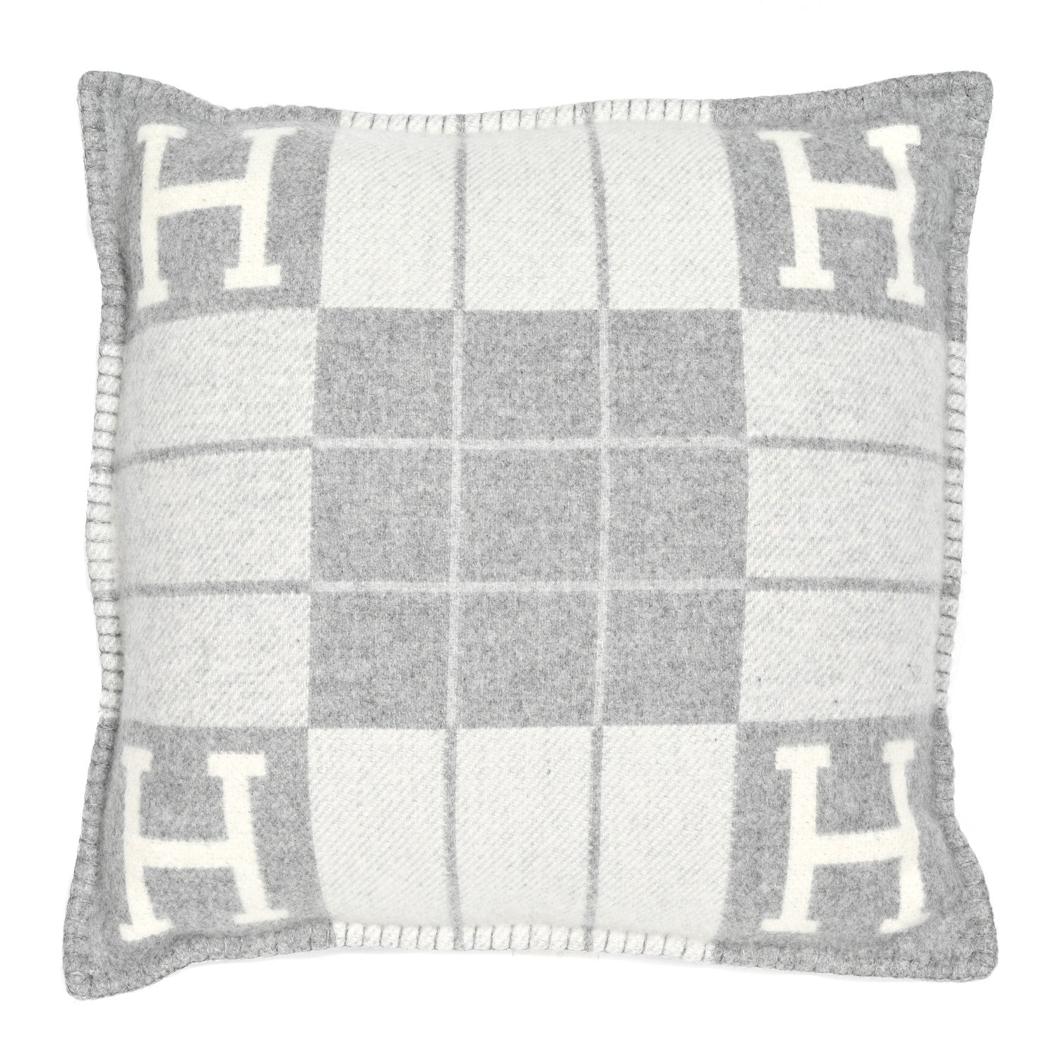Hermes Wool Cashmere Avalon III Pillow PM Ecru Gris Clair 1 of 3