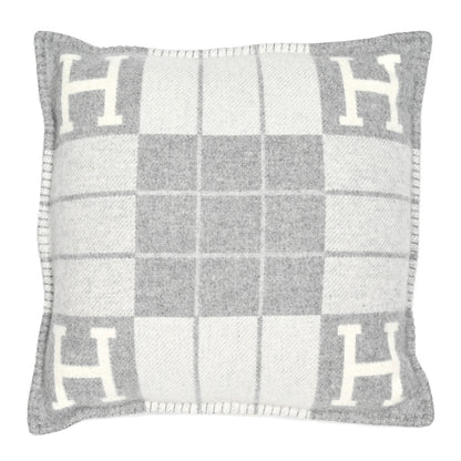 Hermes Wool Cashmere Avalon III Pillow PM Ecru Gris Clair 1 of 3