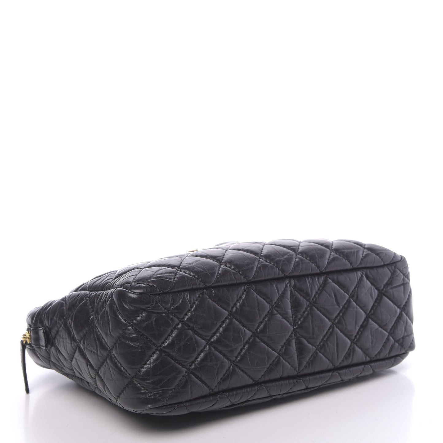 Aged Calfskin Quilted Large Reissue Camera Case Black