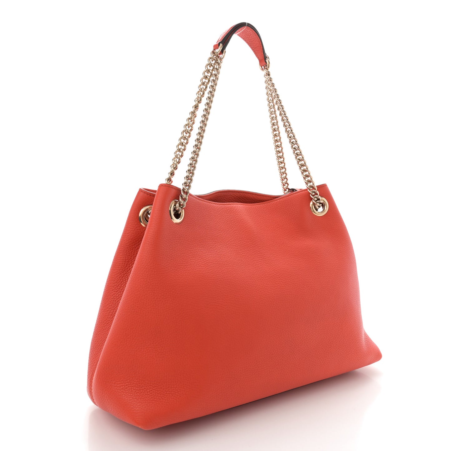 Pebbled Calfskin Medium Soho Chain Shoulder Bag Sun Orange