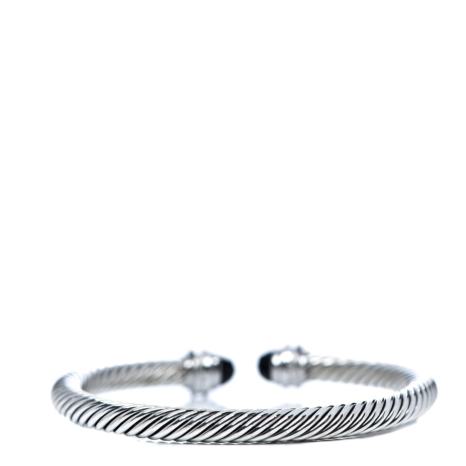 David Yurman Sterling Silver Diamond Black Onyx 5mm Cable Classics Princess Bracelet 2 of 4