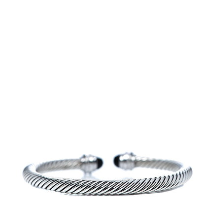 David Yurman Sterling Silver Diamond Black Onyx 5mm Cable Classics Princess Bracelet 2 of 4