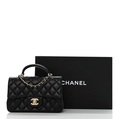 Chanel Lambskin Quilted Mini Top Handle Rectangular Flap Black 12 of 12