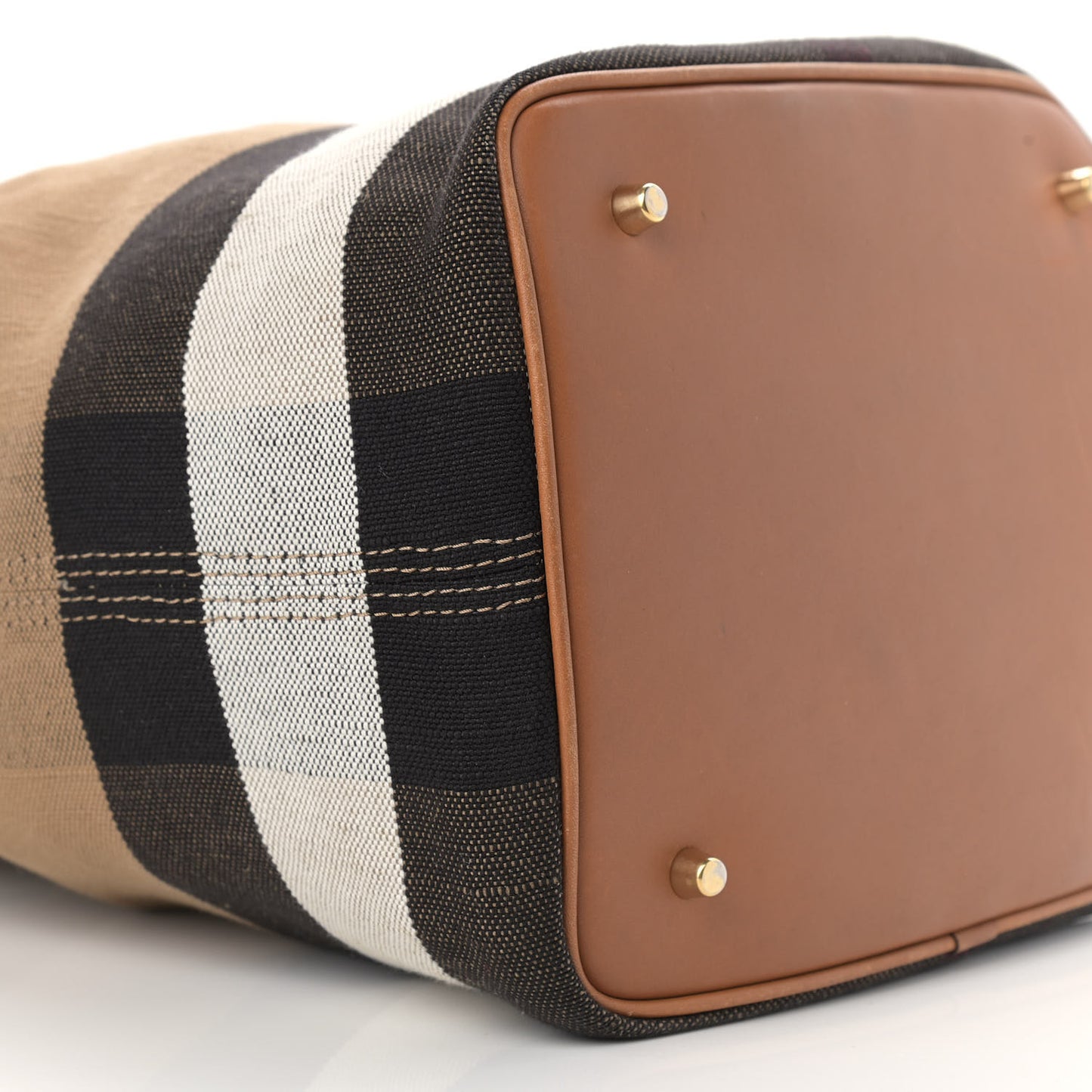 Grainy Calfskin Canvas Mega Check Medium Ashby Tassel Hobo Saddle Brown