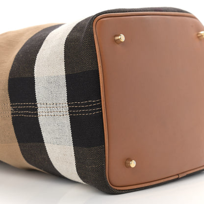 Burberry Grainy Calfskin Canvas Mega Check Medium Ashby Tassel Hobo Saddle Brown 11 of 16