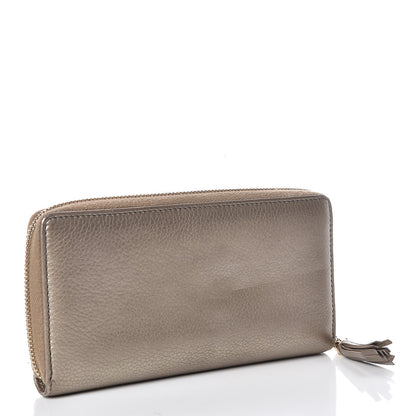Gucci Metallic Pebbled Calfskin Soho Zip Around Wallet Golden Beige 3 of 9