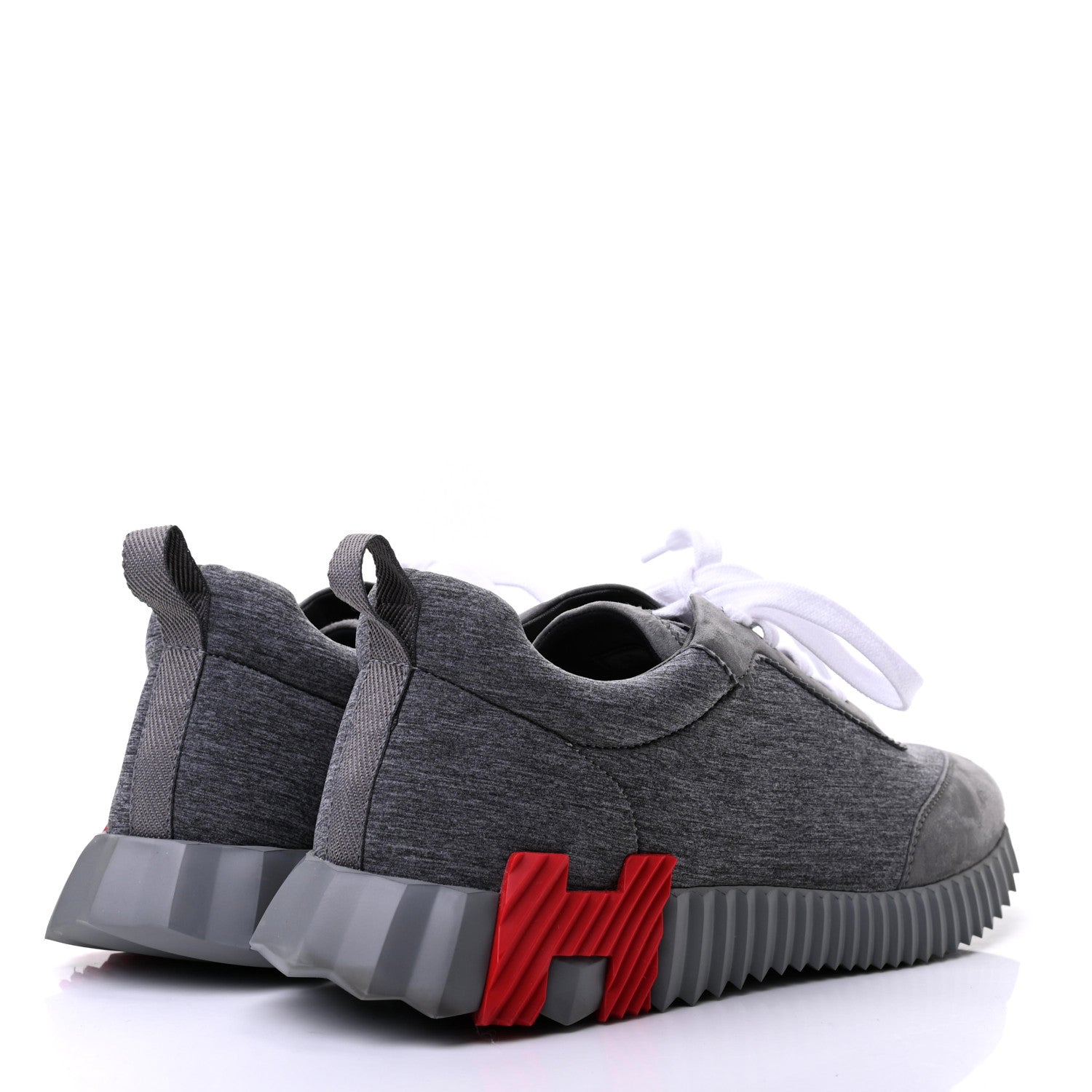 Hermes Technical Canvas Suede Goatskin Bouncing Sneakers 41 Gris Fonce 4 of 7