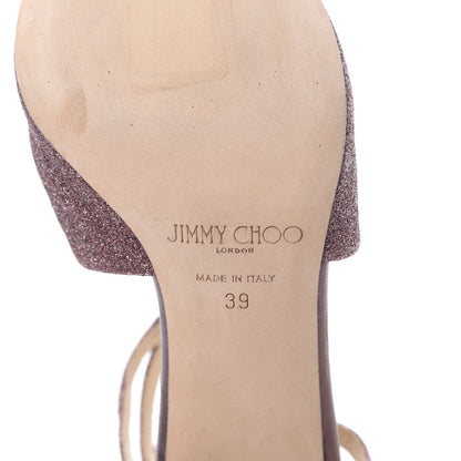Jimmy Choo Glitter Lang Sandals 39 Wine 7 of 10