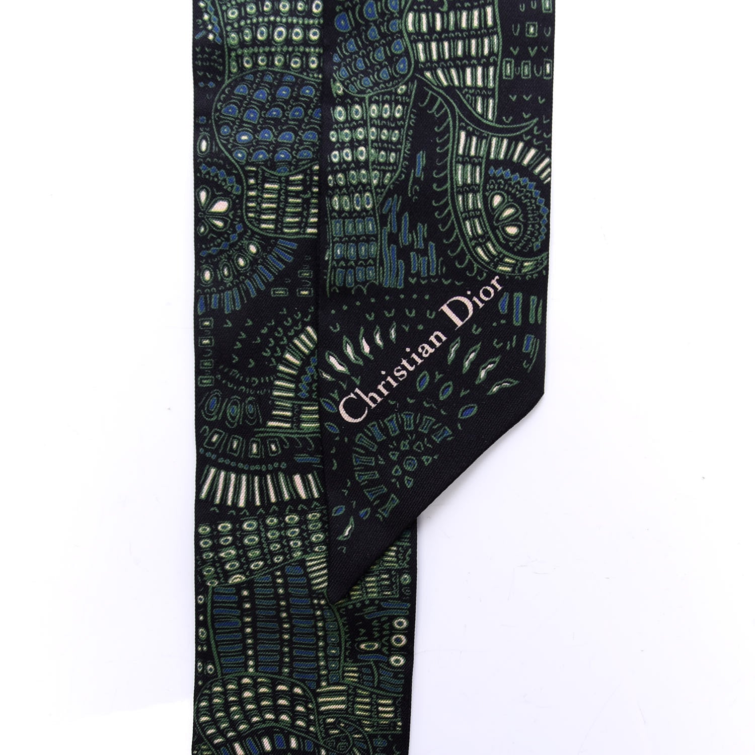 Christian Dior Silk Animals Mitzah Scarf Green 2 of 4