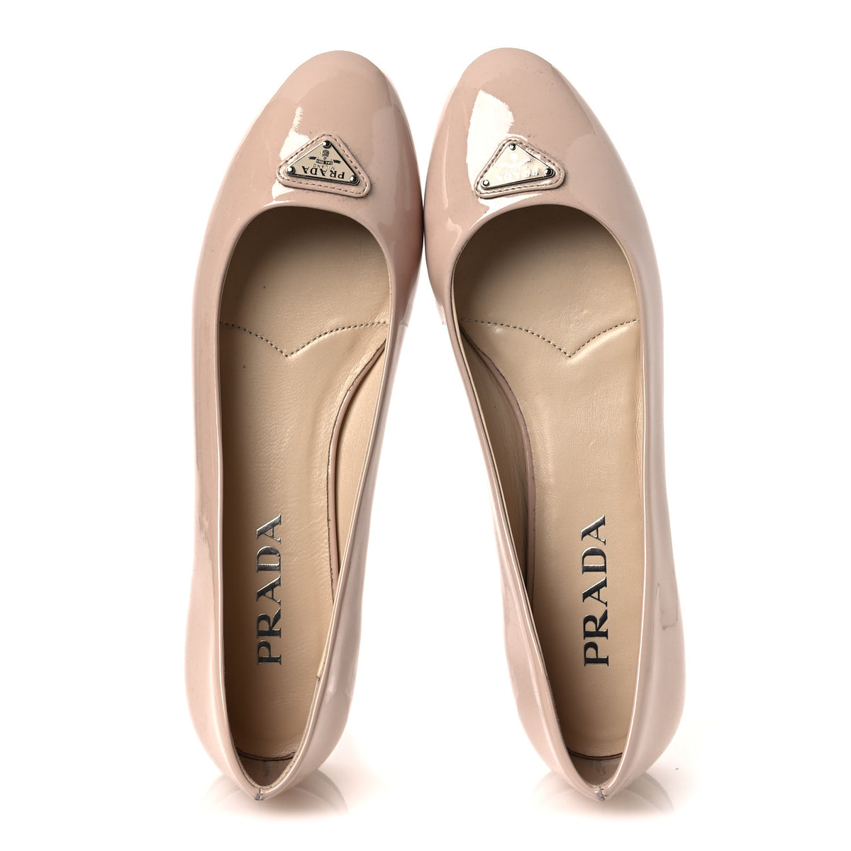 Prada Patent Triangle Ballerina Flats 37.5 Cipria 2 of 11