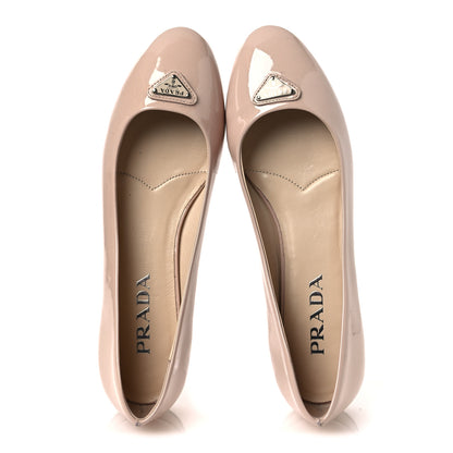 Prada Patent Triangle Ballerina Flats 37.5 Cipria 2 of 11