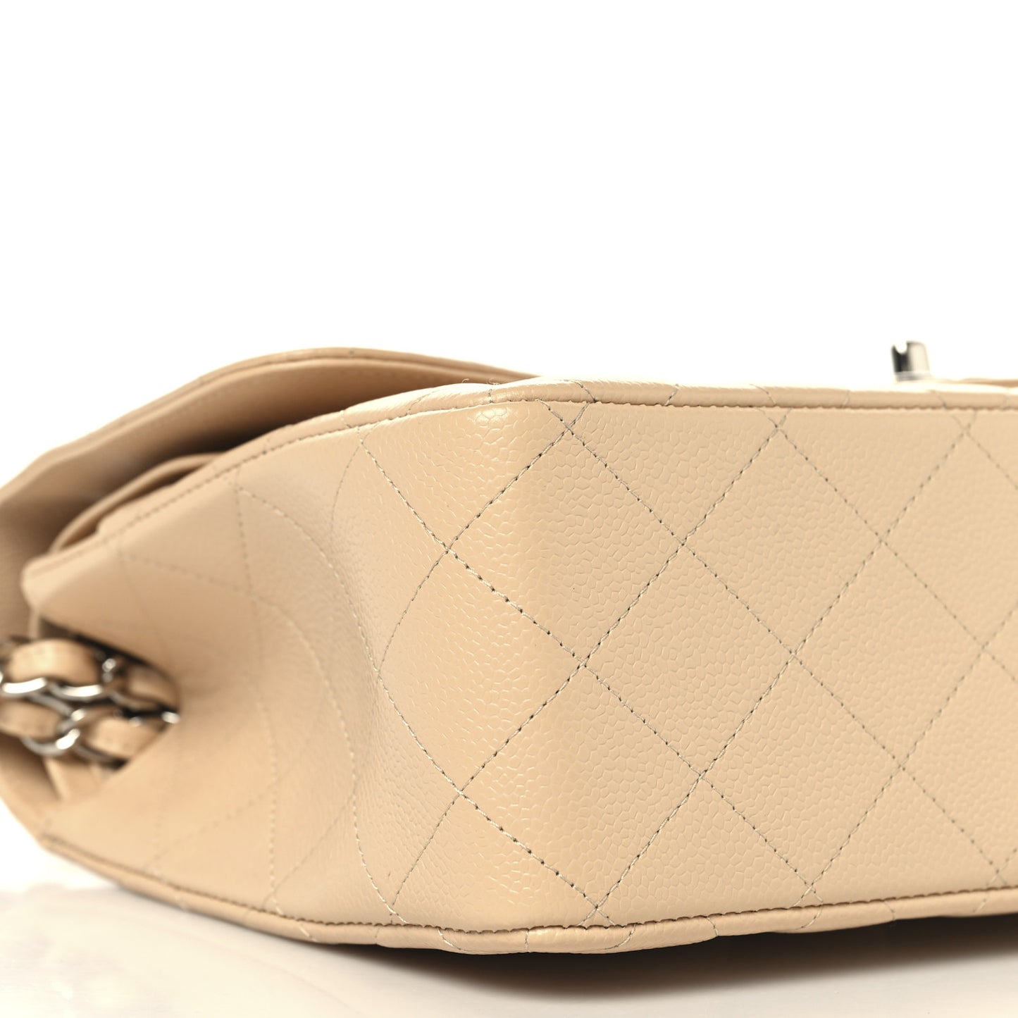 Caviar Quilted Jumbo Double Flap Beige