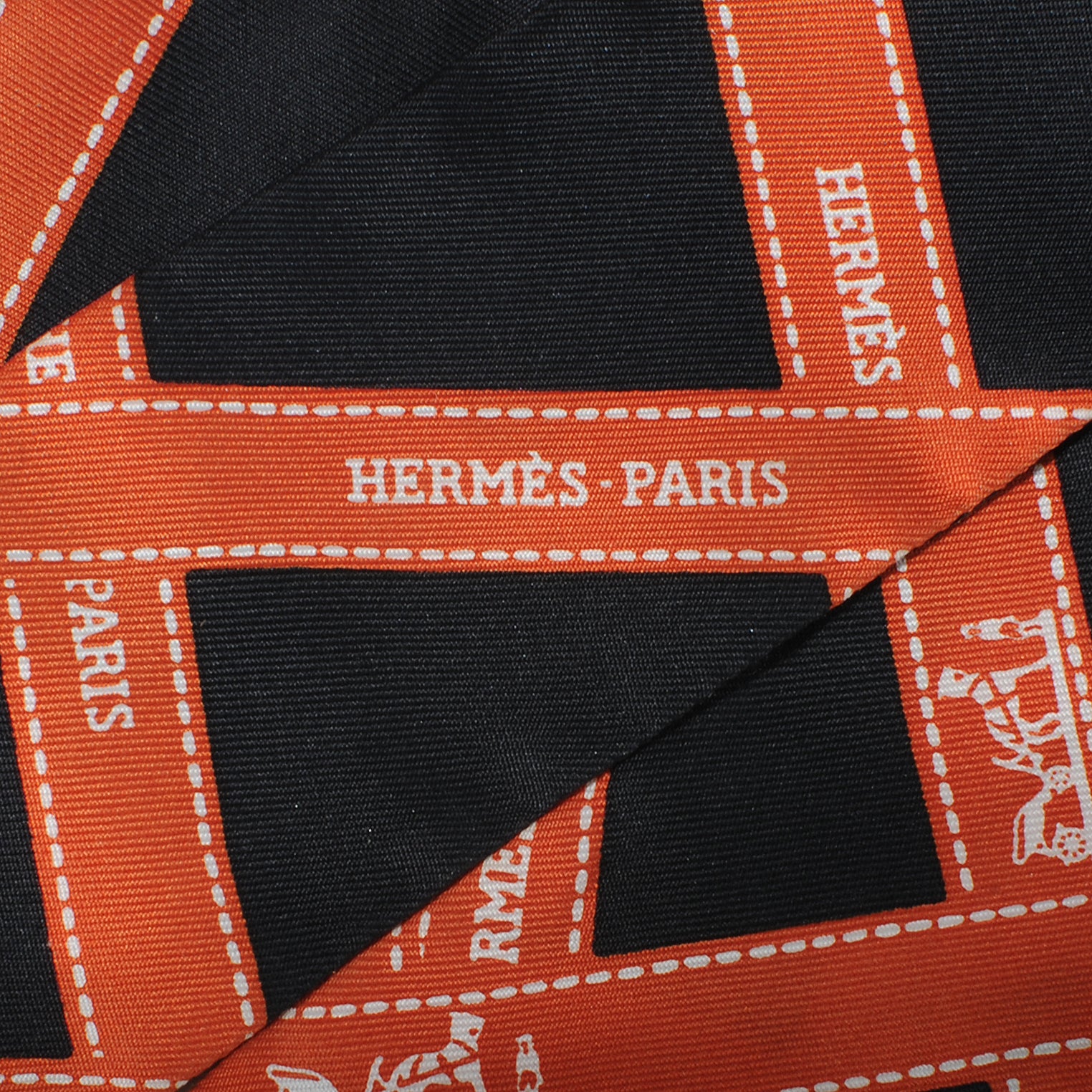 Hermes Silk Bolduc Twilly Black and Orange 1 of 4