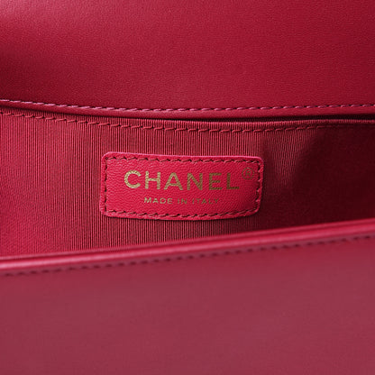 Chanel Lambskin Chevron Quilted Medium Boy Flap Dark Pink 6 of 10