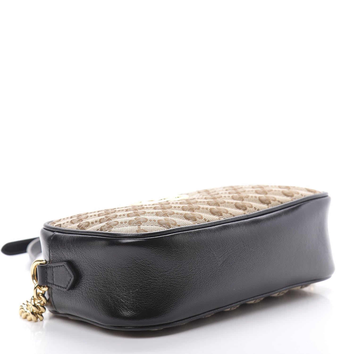 Gucci Monogram Matelasse Diagonal Small GG Marmont Chain Shoulder Bag Beige Black 4 of 10