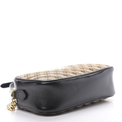 Gucci Monogram Matelasse Diagonal Small GG Marmont Chain Shoulder Bag Beige Black 4 of 10