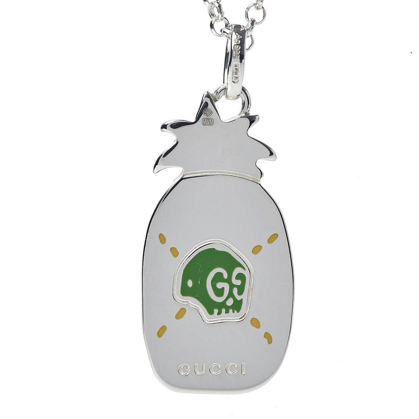 Sterling Silver Enamel GucciGhost Pineapple Pendant Necklace
