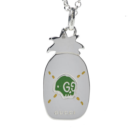 Gucci Sterling Silver Enamel GucciGhost Pineapple Pendant Necklace 5 of 8