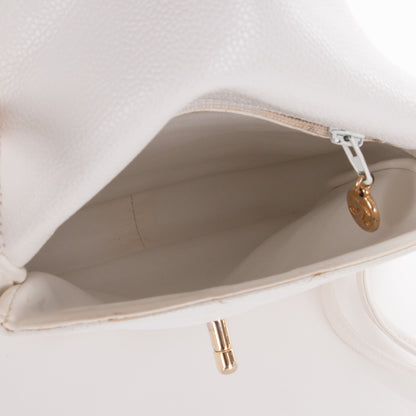 Chanel Caviar Chevron CC Shoulder Bag White 5 of 8