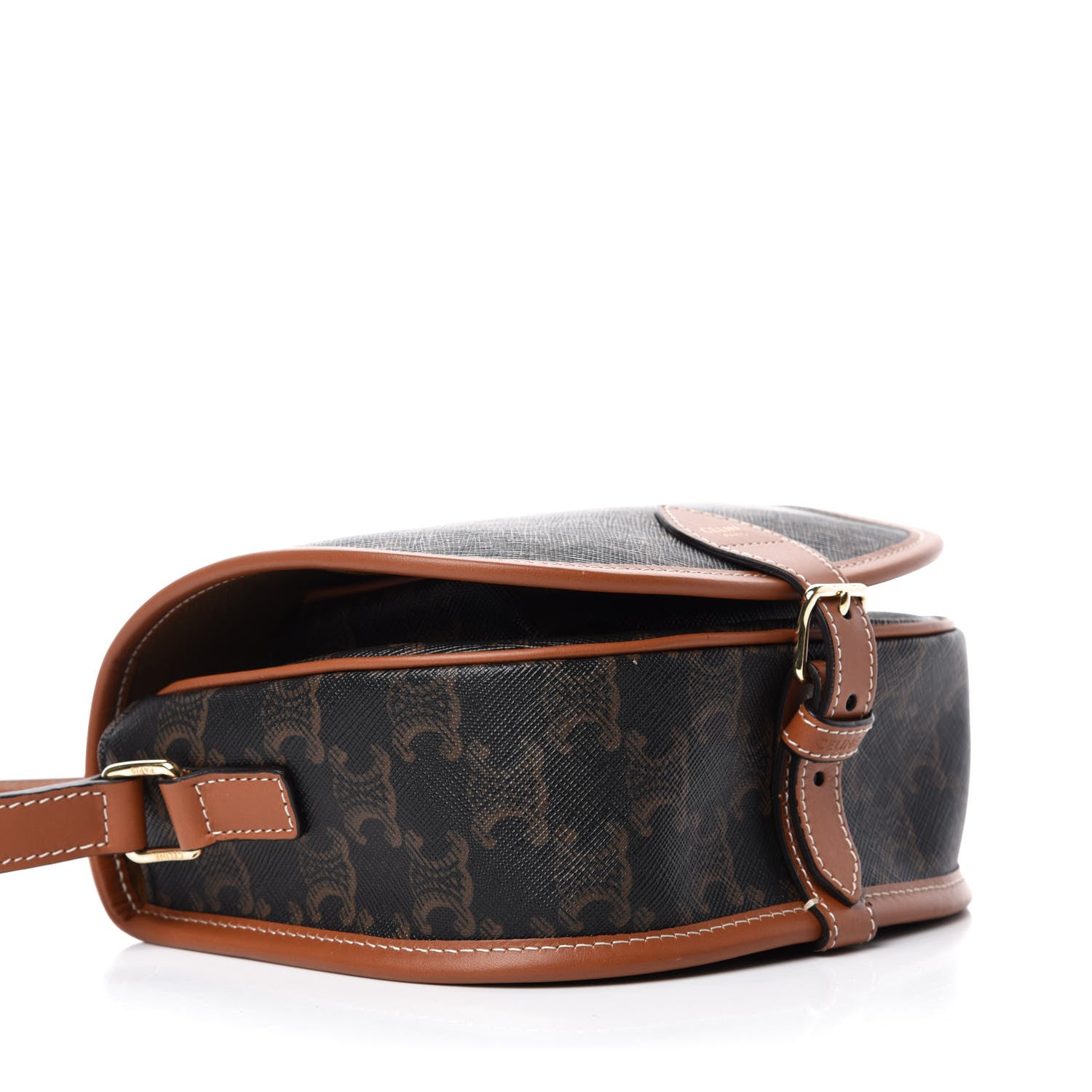 Celine Triomphe Canvas Medium Folco Bag Tan 4 of 9