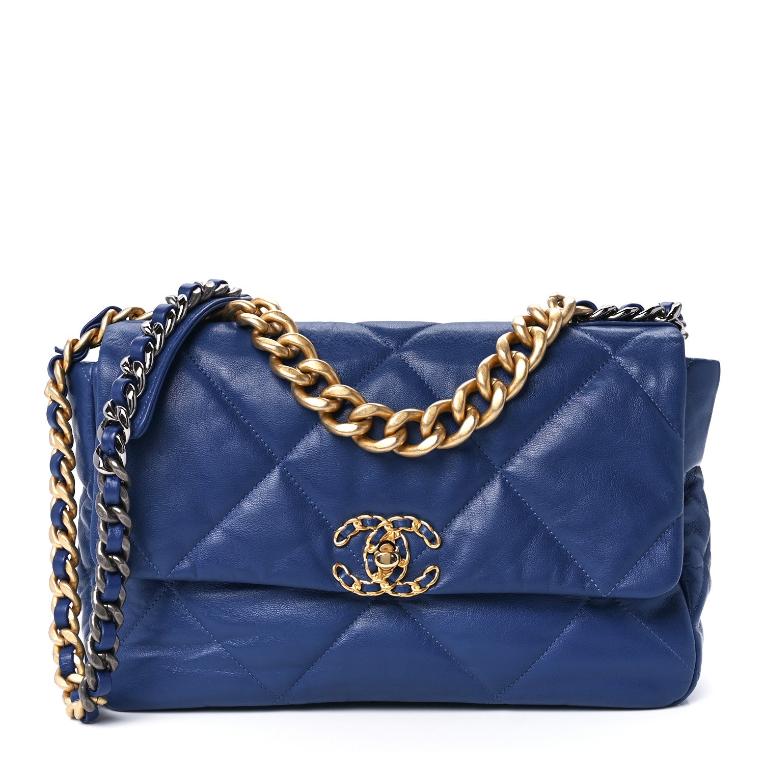 Chanel Lambskin Quilted Large Chanel 19 Flap Blue 1 of 11