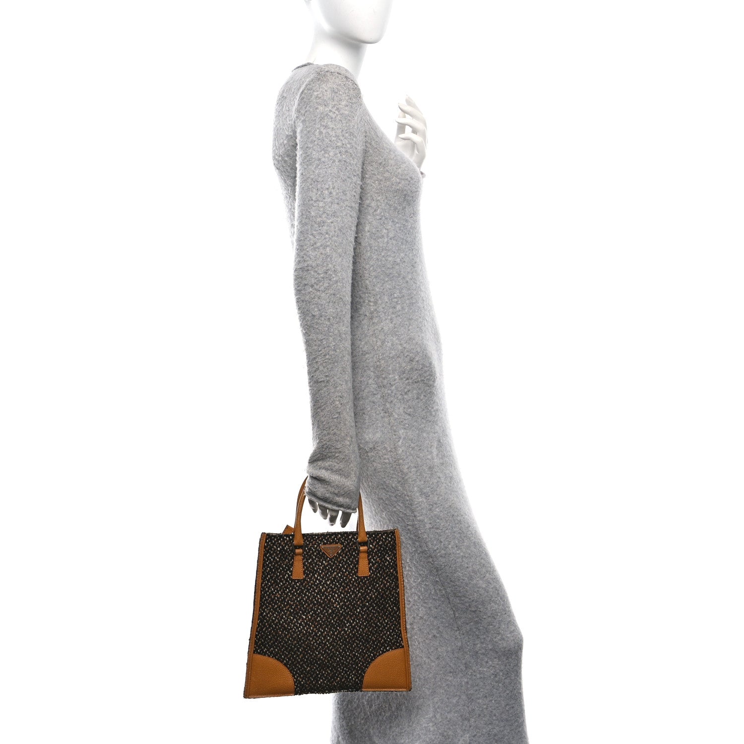 Prada Stuoia Tweed Cinghiale Tote Marrone 2 of 10