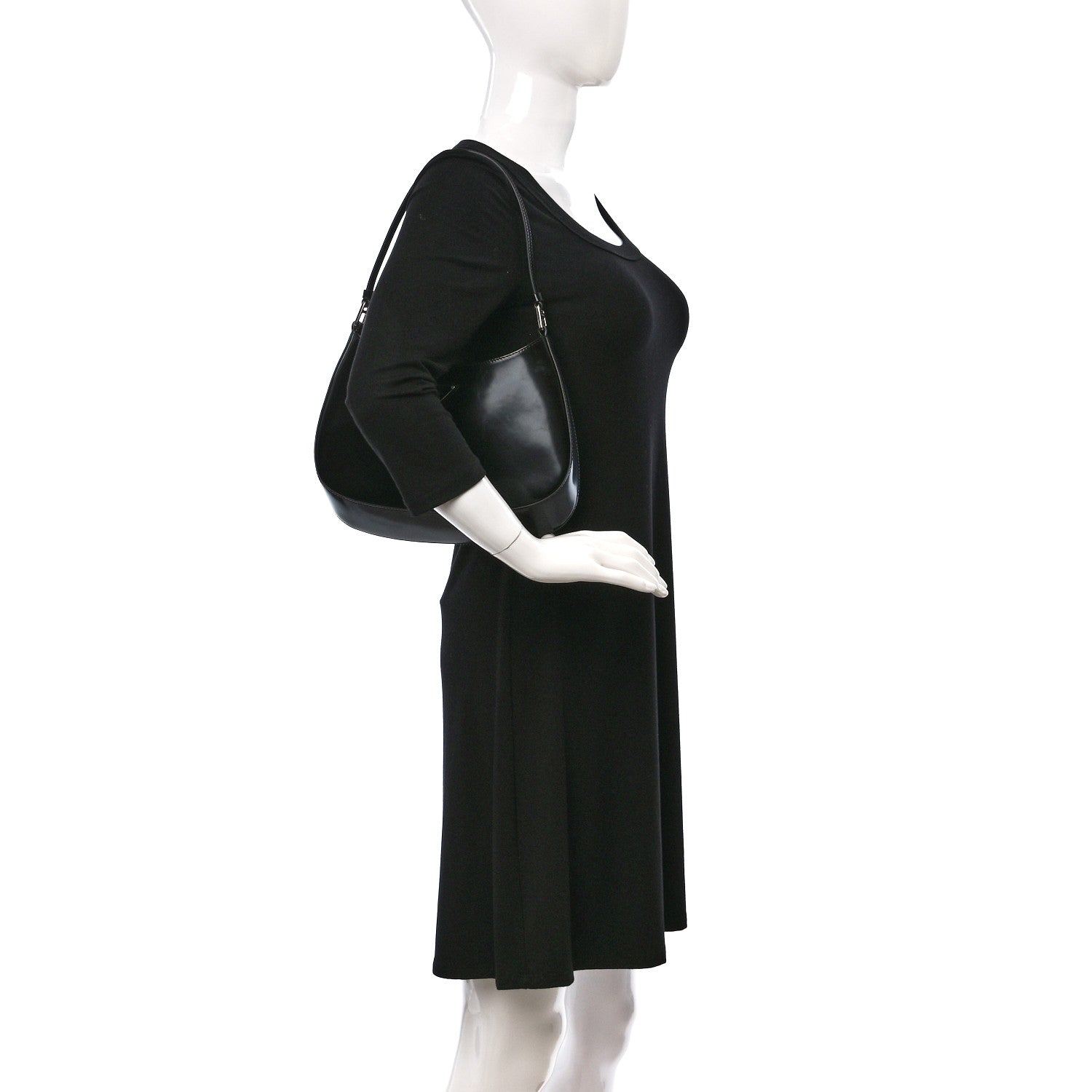 Prada Spazzolato Cleo Shoulder Bag Black 2 of 8