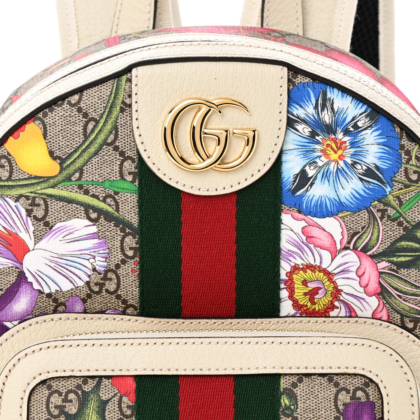 GG Supreme Monogram Flora Web Small Ophidia Day Backpack White