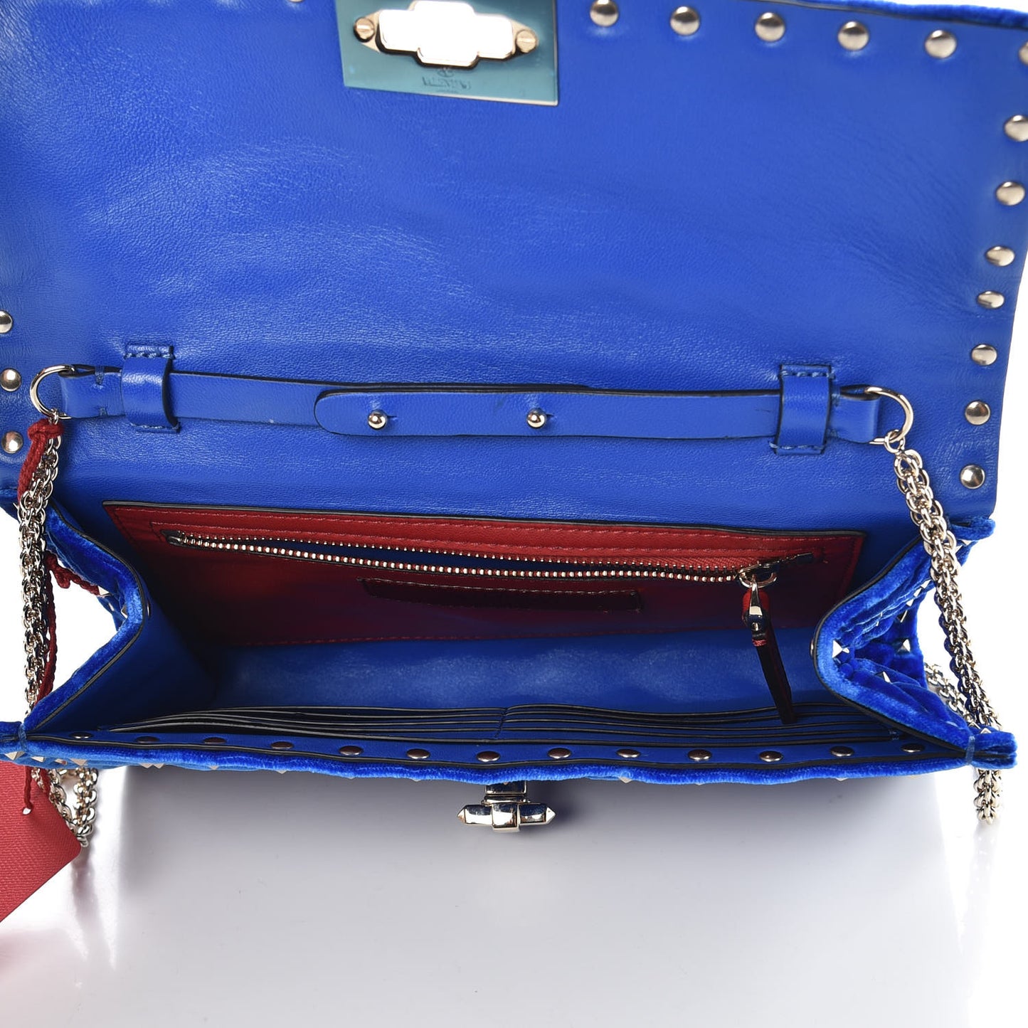 Velvet Rockstud Spike Wallet on Chain Acid Blue