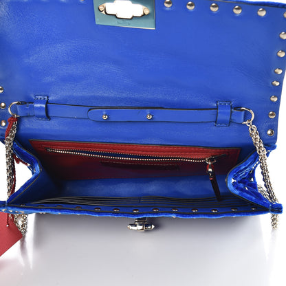 Valentino Garavani Velvet Rockstud Spike Wallet on Chain Acid Blue 5 of 6