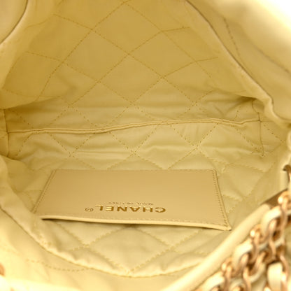 Chanel Shiny Calfskin Quilted Mini Chanel 22 Light Yellow 5 of 10