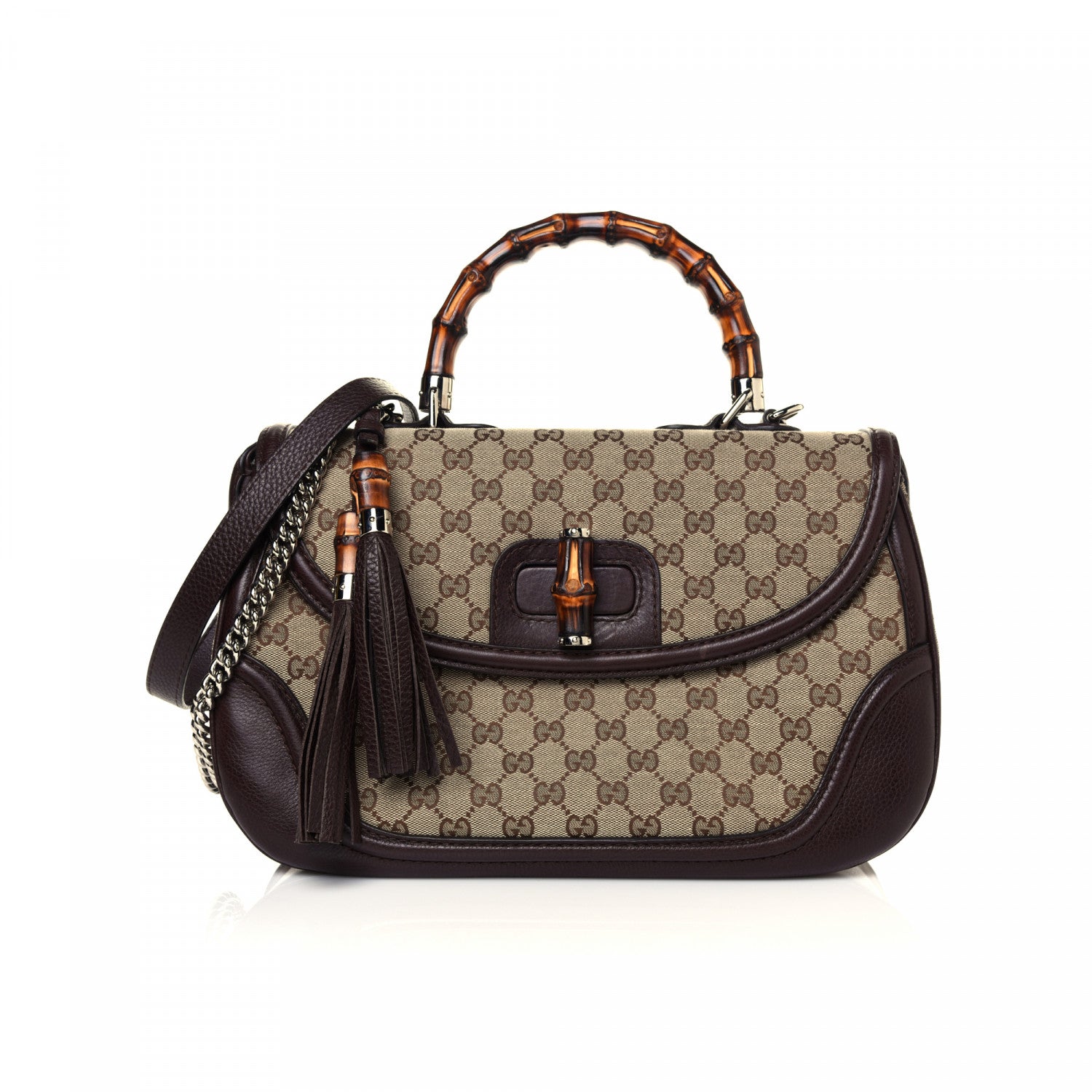 Gucci Monogram Large New Bamboo Top Handle Bag Brown 1 of 13
