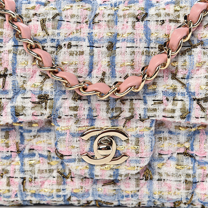 Chanel Tweed Quilted Mini Flap Blue Pink Gold 10 of 11