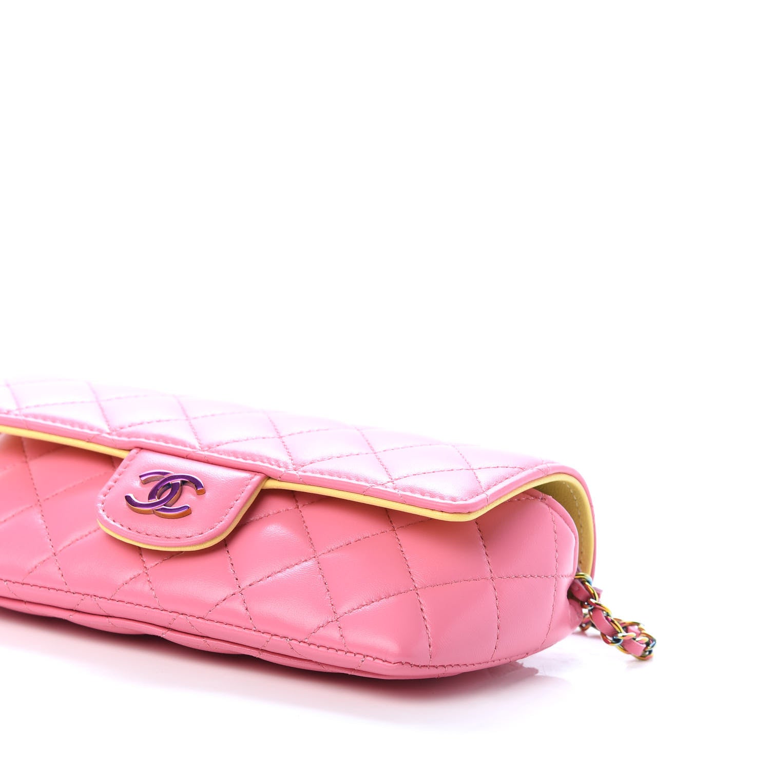 Chanel Lambskin Quilted Glasses Case With Chain Pink Yellow 7 of 11