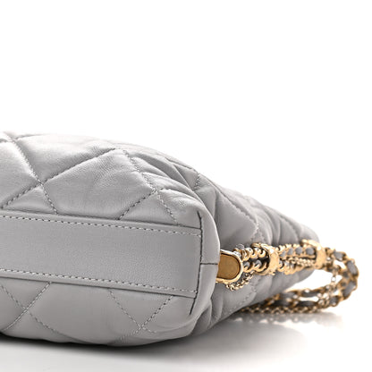 Chanel Lambskin Quilted Crush on Chains Hobo Grey 9 of 9