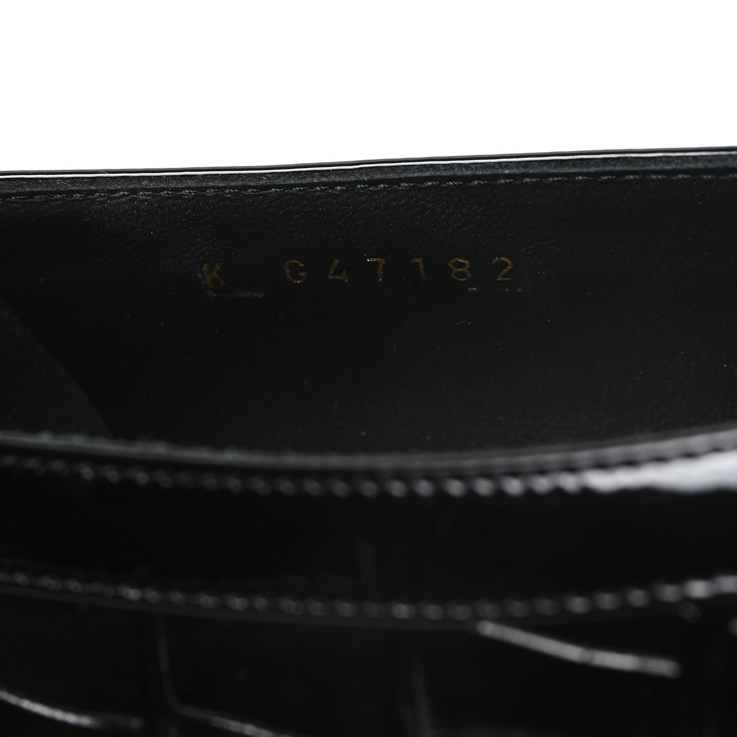 Crocodile Embossed Patent Calfskin Ballet Flats 36.5 Black